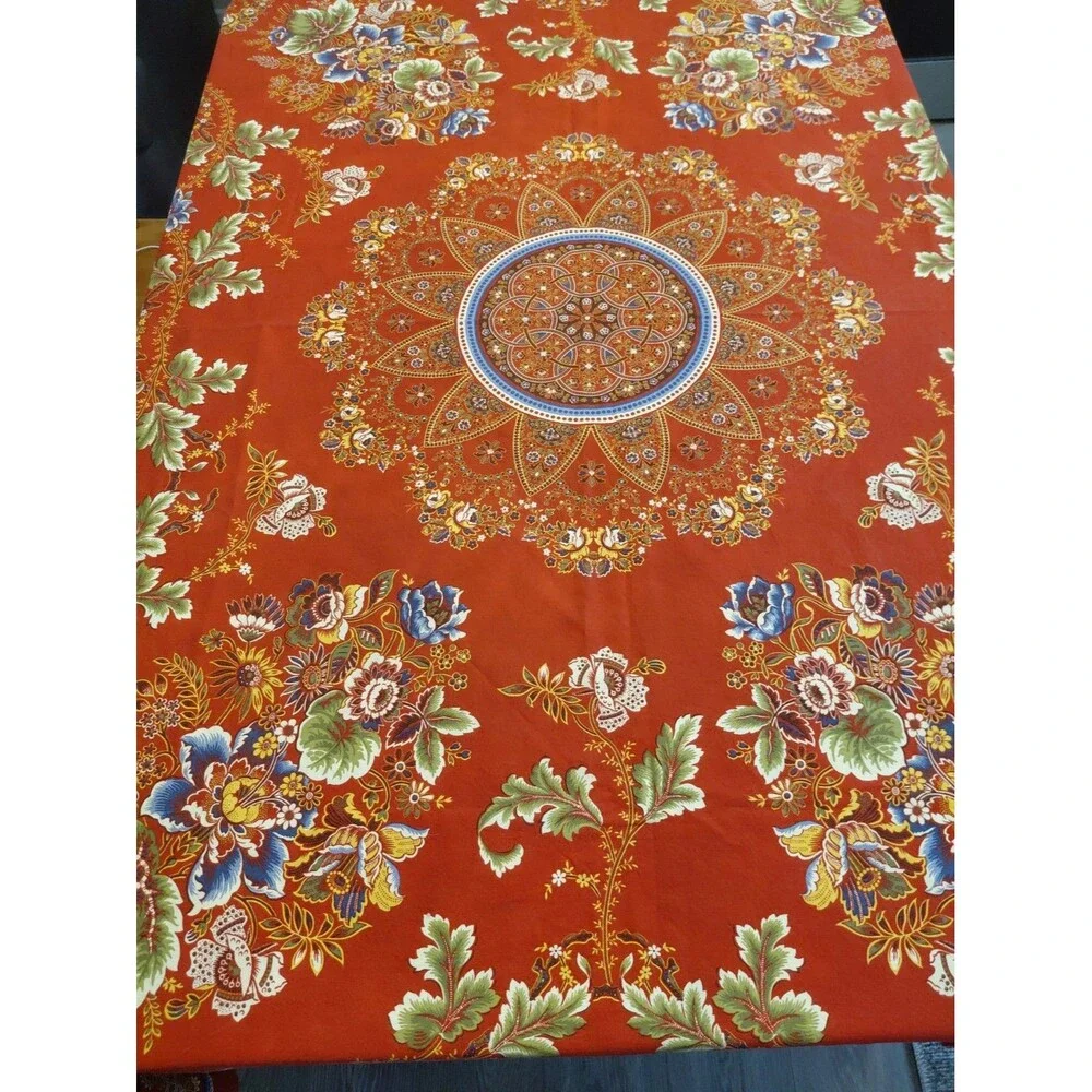 Williams Sonoma Spanish Floral Tablecloth Mandala Center Cotton 88